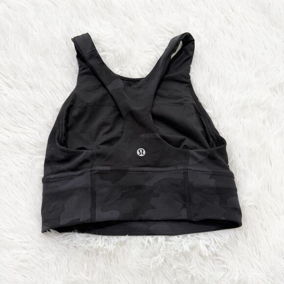 Women Lululemon Wunder Train Longline Bra C/D Cup Camo Deep Coal Multi Size 4 - Picture 7 of 8